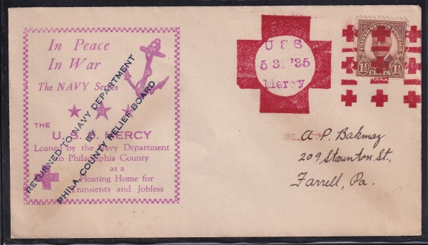 RED CROSS()-FANCY COVER-U.S.S. MERCY~FARRELL,PA.ü-1935.5.31