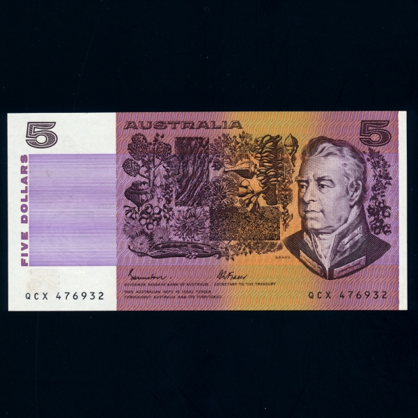 AUSTRALIA-Ʈϸ-SIR JOSEPH BANKS( ũ-ڹ.Ĺ)-NO.QCX476932-5 DOLLARS-1985