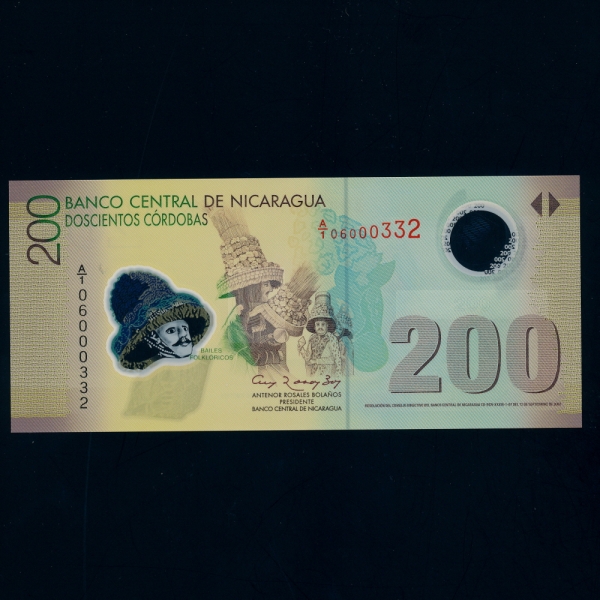 NICARAGUA-ī-P205-BAILES FOLKIORICOS(ǻ)-POLYMER PLASTIC PAPER-200 CORDOBA-2012