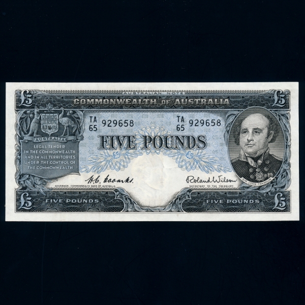 AUSTRALIA-Ʈϸ-P35-SIR JOHN FRANKLINE( Ŭ -,Ž谡)-NO.929658-5 DOLLARS-1960~1965