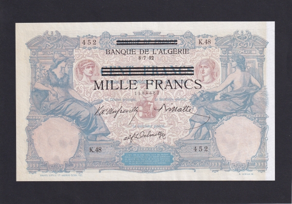 TUNISIA-Ƣ-P31-1,000 FRANC ON 500 FRANCS-1942~1943