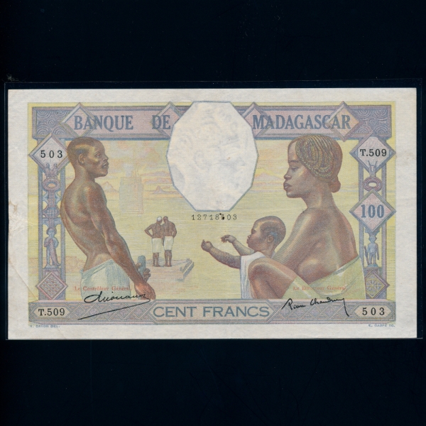 MADAGASCAR-ٰī-P40-100 FRANCS-1937