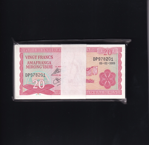 BURUNDI-η-P27d-100 Ұ-DANCER()-20 FRANCS-2005.2.5