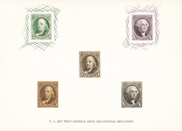 U.S. 1847 FIRST GENERAL ISSUE AND OFFICIAL IMITATIONS-EDUCARD-1973