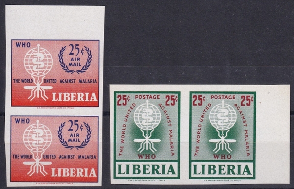 LIBERIA(̺)-IMPERF( 2)-#402,C139(2)-MALARIA ERADICATION EMBLEM(󸮾ƹڸ,)-1962.4.7