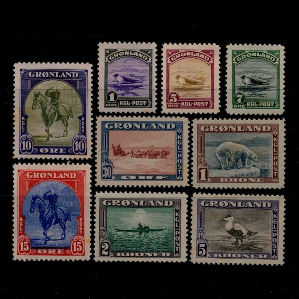 GREENLAND(‎׸)-#10~18(9)-HARP SEAL,CHRISTIAN X,DOG TEAM,POLAR BEAR,ESKIMO,EIDER DUCK(ϱ,)-1945.2.1