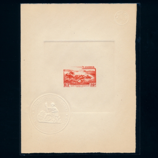 SAINT PIERRE & MIQUELON(Ʈ ǿ  )-DIE PROOF-#341-20f-STORM-SWEPT COAST( ǳ ׽)-1947.10.6