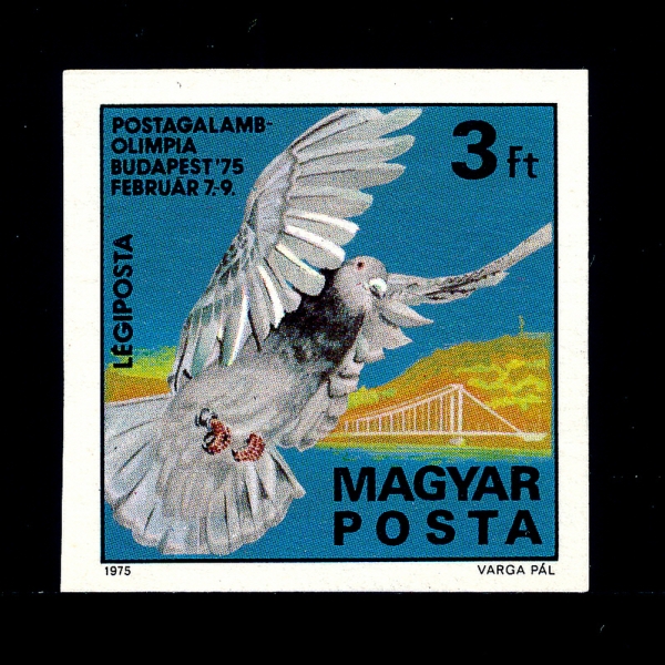 HUNGARY(밡)-IMPERF()-#C353-3fo-CARRIER PIGEON,ELIZABETH BRIDGE,MT.GELLERT(ĳ,ں ٸ,ַƮ )-1975.2.7