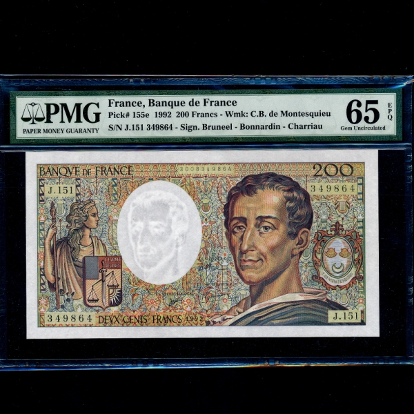 FRANCE--P155e-PMG65-CHARLS BARON DE MONTESQUIEU(׽Ű-ö)-200 FRANCS-1992