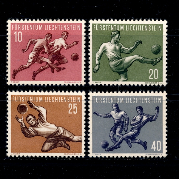 LIECHTENSTEIN(ٽŸ)-#277~280(4)-SOCCER PLAYERS(౸)-1954.5.16