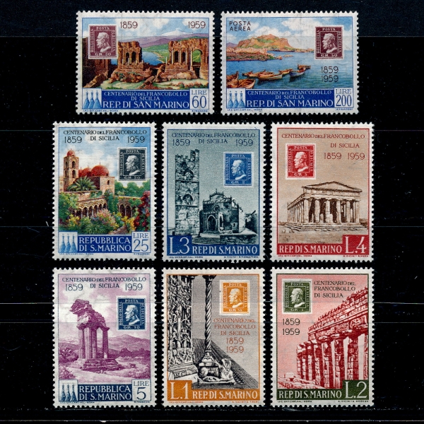 SAN MARINO(긶)-#439~445,C110(8)-STAMP OF SICILY(ǥ ǥ)-1959.10.16