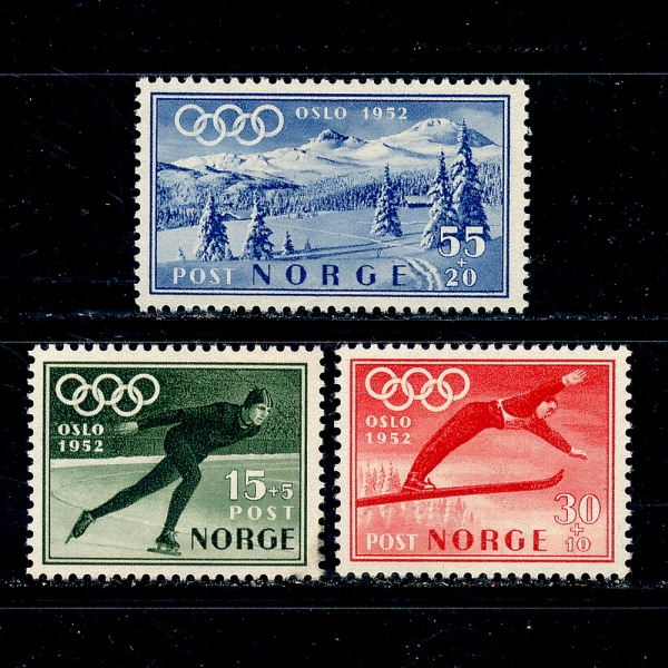 NORWAY(븣)-#B50~2(3)-WINTER OLYMPIC GAMES,SKATER,SKY JUMPER(ø)-1951.10.1