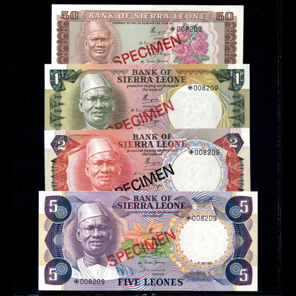 SIERRA LEONE(ÿ󸮿)-#9~12(4)-SPECIMEN-NO.008209-50 CENTS,1.2.5 LEONES-1980