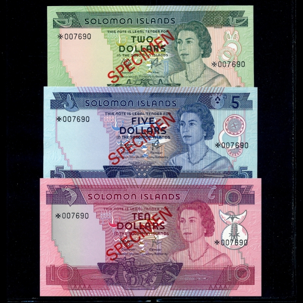 SOLOMON ISLANDS(ַθ )-#5~7(3)-SPECIMEN-NO.007690-2,5,10 DOLLARS-1981