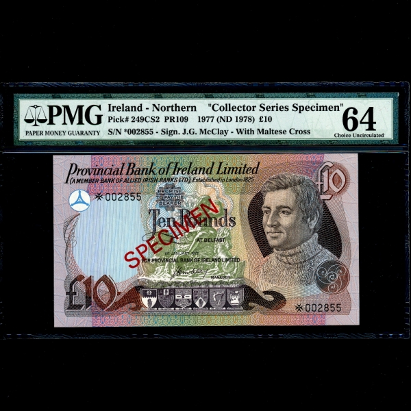 IRELAND(ϾϷ)-#249CS2-PMG64-SPECIMEN-NO.002855-10 POUNDS-1978