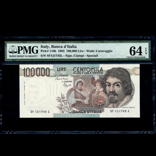 ITALIA(Ż)-#110b-PMG64-NO.121745-100,000 LIRE-1983