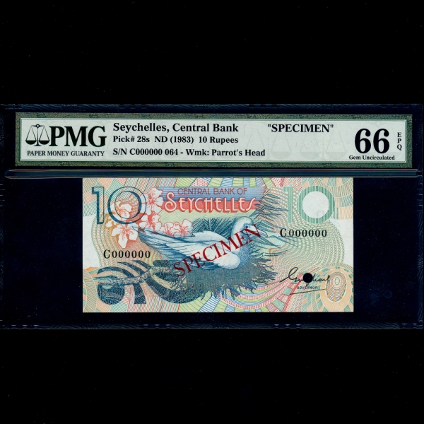 SEYCHELLES(̼)-#28s-PMG66-SPECIMEN-NO.000000-10 RUPEES-1978