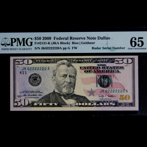 UNITED STATES(̱)-#2131-K-PMG65-RADAR-NO.02222220-50 DOLLARS-2009