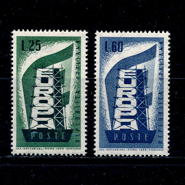 ITALIA(Ż)-#715~6(2)-EUROPA,REBUILDING EUROPE()-1956.9.15