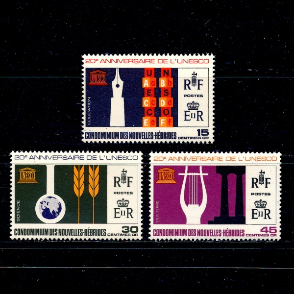 NEW HEBRIDES,BRITISH( 긮)-#120~2(3)-UNESCO ANNIV. EDUCATION,SCIENCE,CULTURE(,,ȭ)-1966.12.1