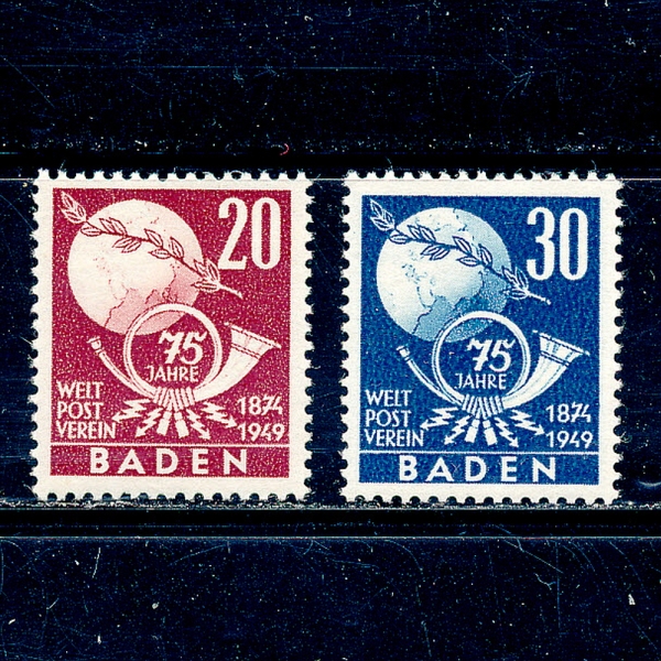 GERMAN OCCUPATION STAMPS(‎‎ ‎‎‎‎ ‎‎)-#5N45~6(2)-GLOBE,OLIVE BRANCH AND POST HORN(,ø ,Ʈ ȥ)-1949.10.4