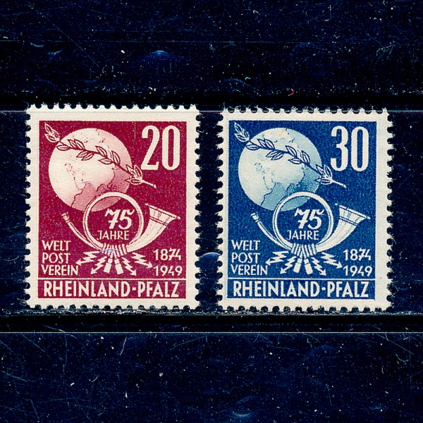 GERMAN OCCUPATION STAMPS(‎‎ ‎‎‎‎ ‎‎)-#6N41~2(2)-GLOBE,OLIVE BRANCH AND POST HORN(,ø ,Ʈ ȥ)-1949.10.4