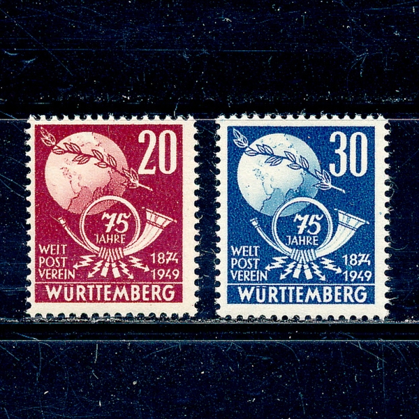 GERMAN OCCUPATION STAMPS(‎‎ ‎‎‎‎ ‎‎)-#8N40~1(2)-GLOBE,OLIVE BRANCH AND POST HORN(,ø ,Ʈ ȥ)-1949.10.4