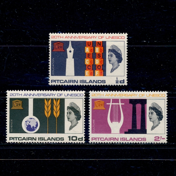PITCAIRN ISLANDS(ɾ )-#64~6(3)-UNESCO ANNIV. EDUCATION,SCIENCE,CULTURE(,,ȭ)-1966.12.1