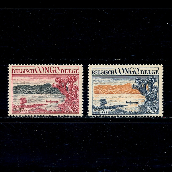 BELGIAN CONGO(⿡ )-#286~7(2)-CANOE ON LAKE KIVU(Ű ȣ,ī)-1953.1.5