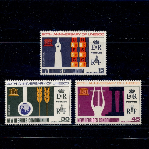 NEW HEBRIDES,BRITISH( 긮)-#136~8(3)-UNESCO ANNIV. EDUCATION,SCIENCE,CULTURE(,,ȭ)-1966.12.1