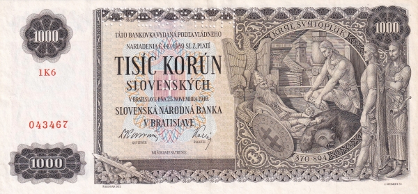 SLOVAKIA-ιŰ-P13-KING SVATOPLUK( ÷ I)-SPECIMEN-1.000 KORUN-1940