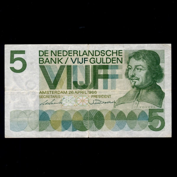 NETHERLANDS-״-P90-5 GULDEN-1966