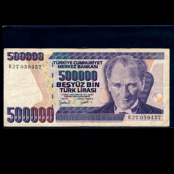 TURKEY-Ű-P212-KEMAL ATATURK(Ÿ ɸ ŸƢũ-)-500.000 LIRA-1998