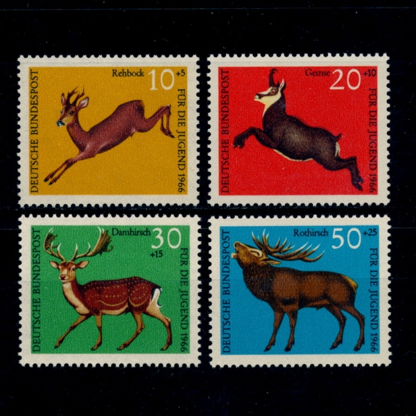 GERMANY(독일)-#B412~5(4종)-ANIMALS(동물)-1966.4.22일