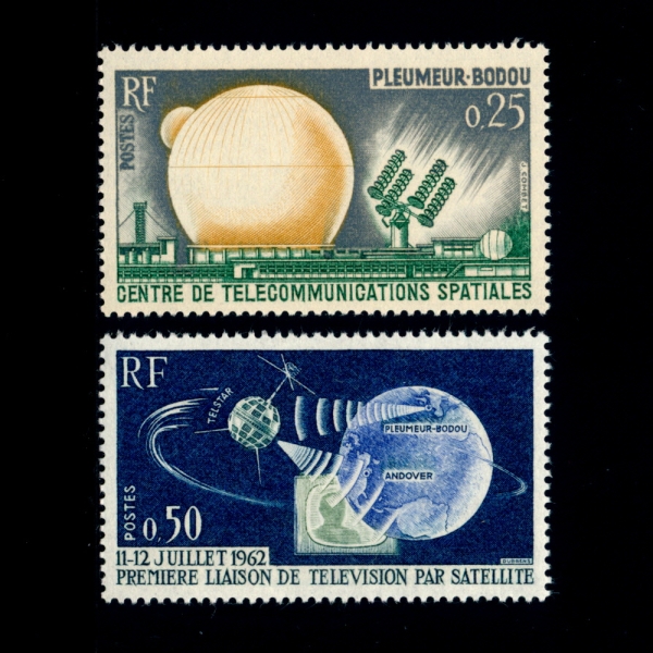 FRANCE()-#1047~8(2)-SPACE COMMUNICATIONS CENTER, PLEUMEUR-BODOU, FRANCE,TELSTAR, EARTH AND TELEVISION SET(ű,ڽŸ)-1962.9.29