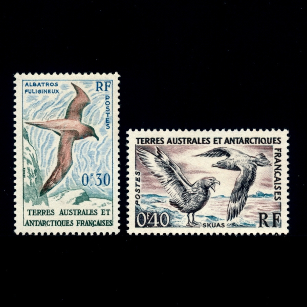 FRENCH SOUTHERN AND ANTARCTIC TERRITORIES(프랑스 남부 및 남극 땅)-#12~3(2종)-LIGHT-MANTLED SOOTY ALBATROSS, SKUA(밝은 맨틀 알바트 로스,스쿠아)-1959.9.14일