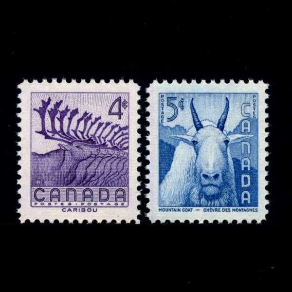 CANADA(캐나다)-#360~1(2종)-CARIBOU AND MOUNTAIN GOAT(카리부,산 염소)-1956.4.12일