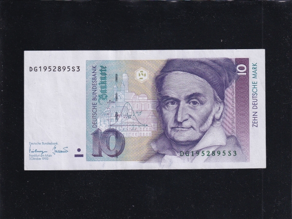 GERMANY--P38c-CARL FRIEDRICH GAUSS( Į 帮 콺-,)-10 MARK-1993