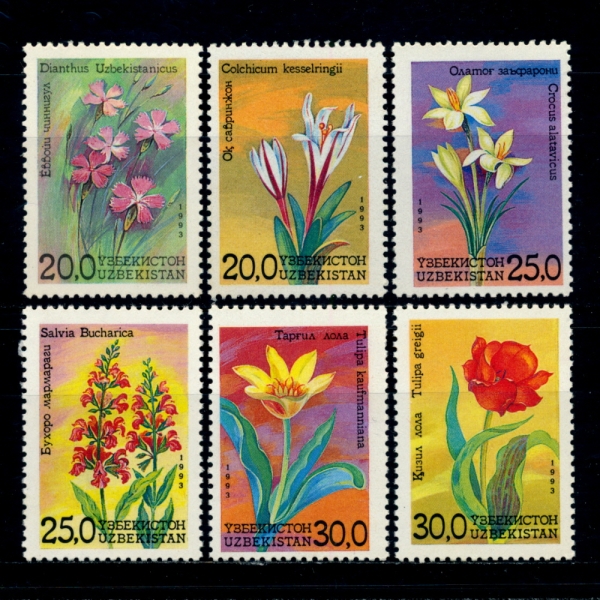 UZBEKISTAN(Űź)-#37~43(6)-FLOWERS(Ĺ)-1993.9.10