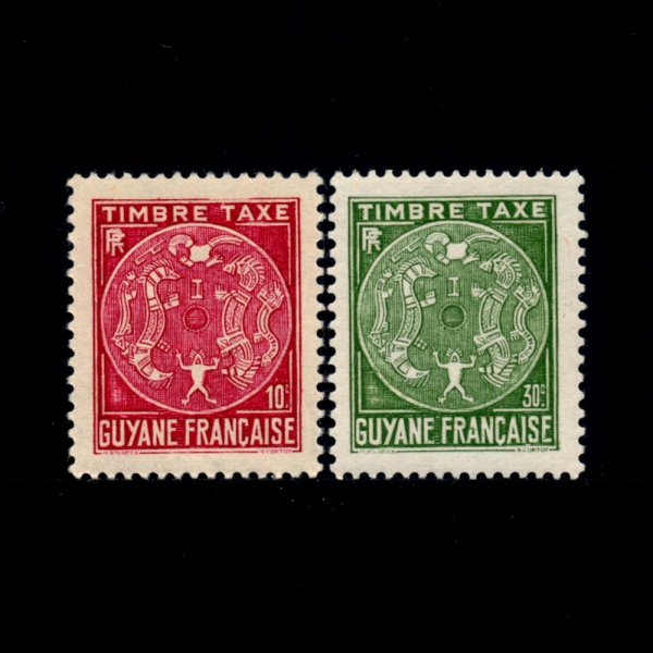 FRENCH GUIANA( Ƴ)-#J22~3(2)-ART-SCULPTURE()-1947.6.2