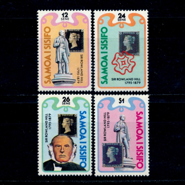 SAMOA()-#513~6(4)-SIR ROWLAND HILL, ORIGINATOR OF PENNY POSTAGE(ο﷣ , ۷ â)-1979.8.27