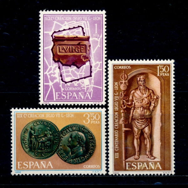 SPAIN()-#1529~31(3)-1900TH ANNIV. OF THE FOUNDING OF LEON BY THE ROMAN LEGION VII GEMINA(  â )-1968.6.15