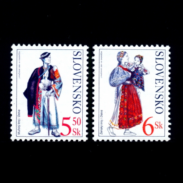 SLOVAKIA(ιŰ)-#374~5(2)-TRADITIONAL COSTUMES( ǻ)-2001.2.22