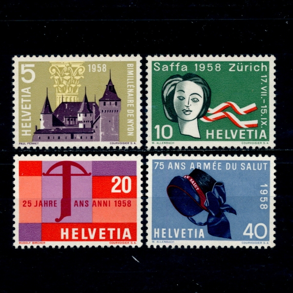 SWITZERLAND()-#365~8(4)-2000TH ANNIV. OF NYON(Ͽ 2000ֳ)-1958.3.5