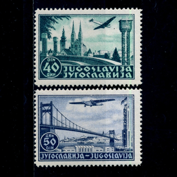 YUGOSLAVIA(κ)-#C15~6(2)-CATHEDRAL OF ZAGREB AND BRIDGE AT BELGRADE(ڱ׷ 뼺,׶ ٸ)-1940.8.15