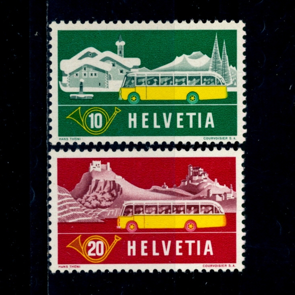 SWITZERLAND()-#345~6(2)-ALPINE POST BUS, WINTER AND SUMMER BACKGROUND(  ,ܿ  ǳ)-1953.10.8