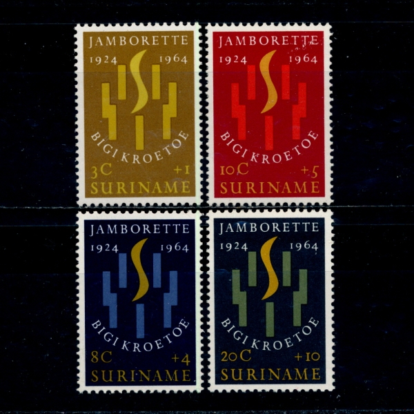 SURINAM()-#B104~7(4)-STYLIZED CAMPFIRE AMID TREES( ̿ ȭ ں)-1964.7.29