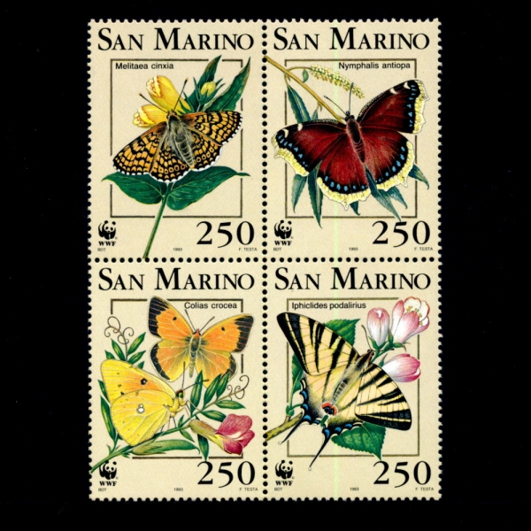 SAN MARINO(긶)-#1281~4(4)-BUTTERFLIES()-1993.5.26