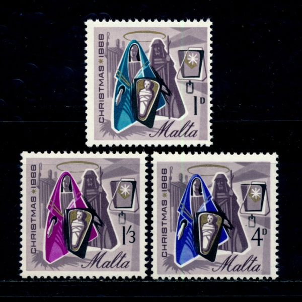 MALTA(Ÿ)-#358~60(3)-NATIVITY( ź)-1966.10.7