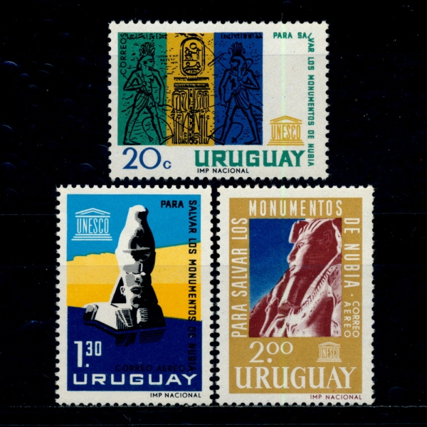 URUGUAY()-#713, C266~7(3)-UNESCO WORLD CAMPAIGN TO SAVE HISTORIC MONUMENTS IN NUBIA( 买 ϱ   ķ)-1964.10.30